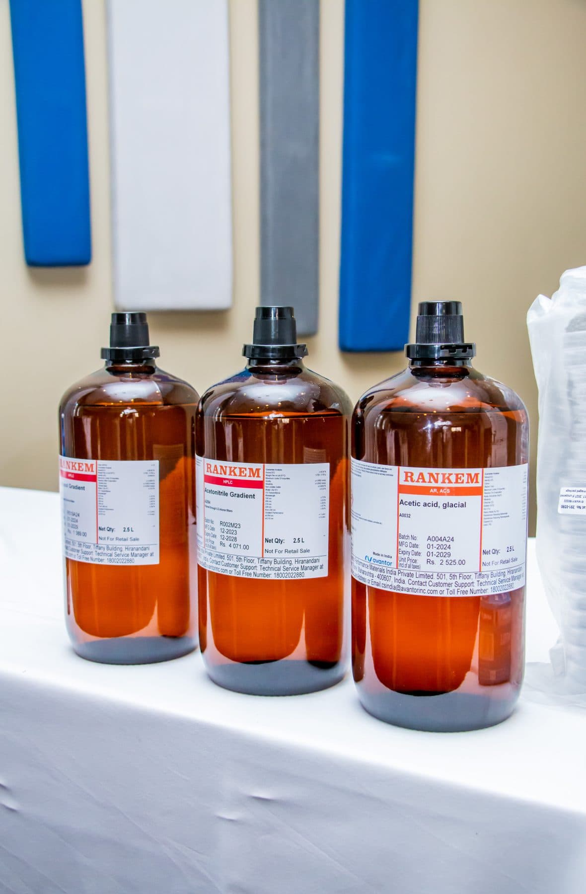 Rankem solvents in amber glass